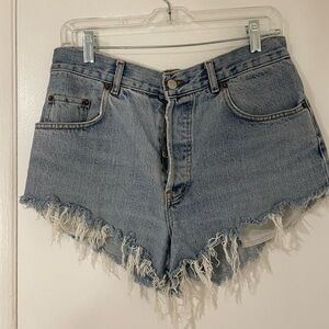 Levi's Light Blue Denim Cutoff Shorts with Frayed Hem